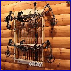12 Arrow Wall Rack and 2 bow Hanging Wood Bow Organizer Bow Rack Storage Display