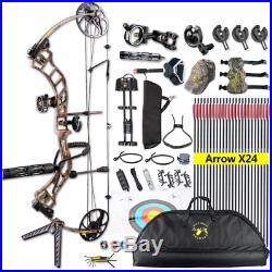 19-70lbs Topoint Trigon Archery Compound Bow Target Hunting Set Arrows Quiver RH
