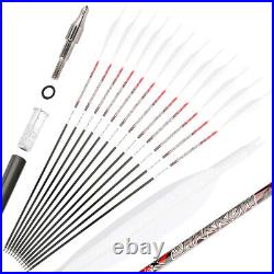 32 Pure Carbon Arrows 5 Feather SP300-800 Recurve Compound Bow Archery Hunting