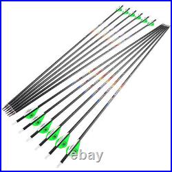 6/12 Archery Pure Carbon Arrows 31 Shaft SP250-600 Recurve Compound Bow Hunting