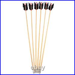 6/12 Archery Wooden Arrows Flu-Flu 32 Shaft Feathers Traditional Longbow Target