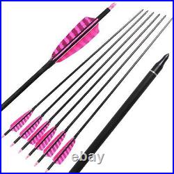Archery 32'' Carbon Arrows SP400 4 Turkey Feathers Fletching Hunting Target