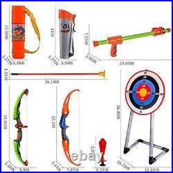 Bow and Arrow for Archery Toy Set 2 Bows & 1 Blowing Bow & 12 Arrows & 5 Qui