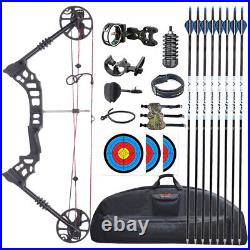 Compound Bow 8x Pure Carbon Arrows Archery Bow Set 30-60lb Adjustable Draw Power