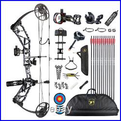 Compound Bow Arrows Set 19-70lbs Adjustable Case Sight Archery Hunting Target T1