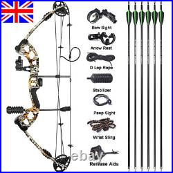 Compound Bow Set 30-55lbs Fishing Hunting Carbon Arrows Archery Target Shooting