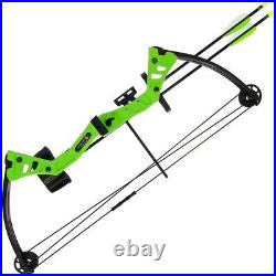Green Starter Bow and Arrow 25lb Kita Compound Quiver Arrows & Guards Beginner