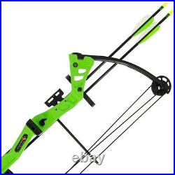 Green Starter Bow and Arrow 25lb Kita Compound Quiver Arrows & Guards Beginner