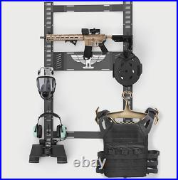 Horizontal Steel Gun Rack Wall Adjustable Mounts 5 Rifle Bow Safe Hooks Display