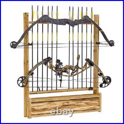 Rustic 2 Compound Bow Arrow Handcrafted Wall Storage Rack Accessory Compartment