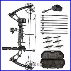 SAS Feud 70 Lbs Compound Bow Target Travel Package with Arrows Hard Case Loaded