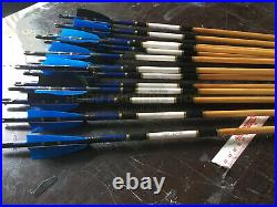 Wooden Arrows Turkey Feather Fletching for Recurve Bow Longbow Practice Blue